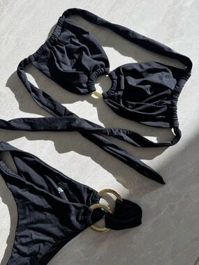 Monday Swimwear Black Ring-Accent Bikini